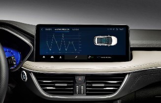 全新福特锐际的车内大屏实时显示车内外的PM2.5数值